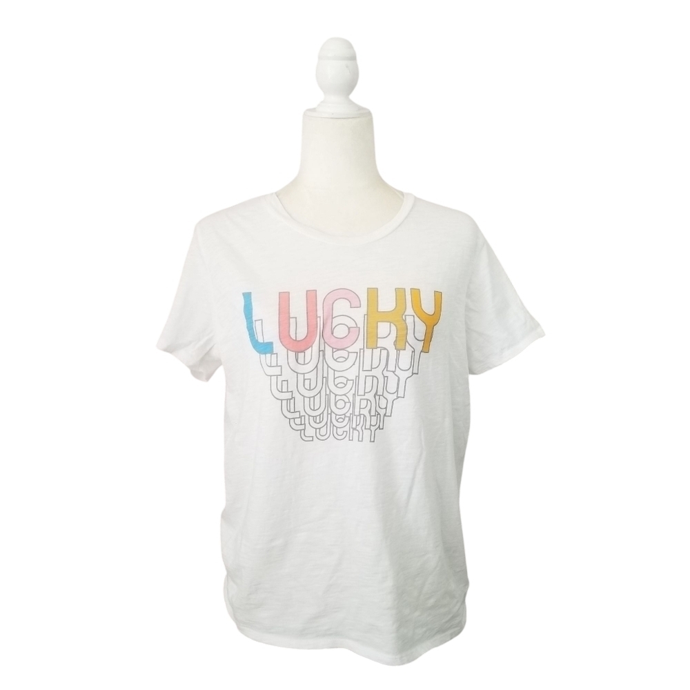 Lucky Brand white Lucky multicolor graphic print t-shirt size L